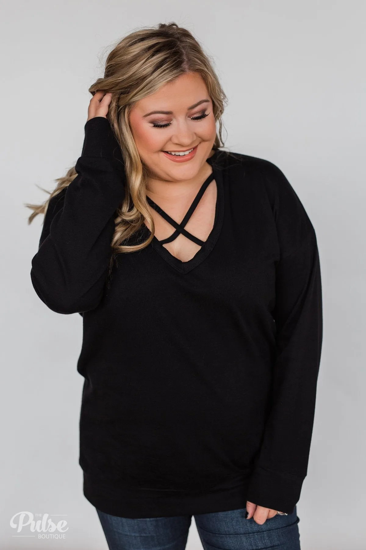Color Pop Sweatshirt- Solid Black