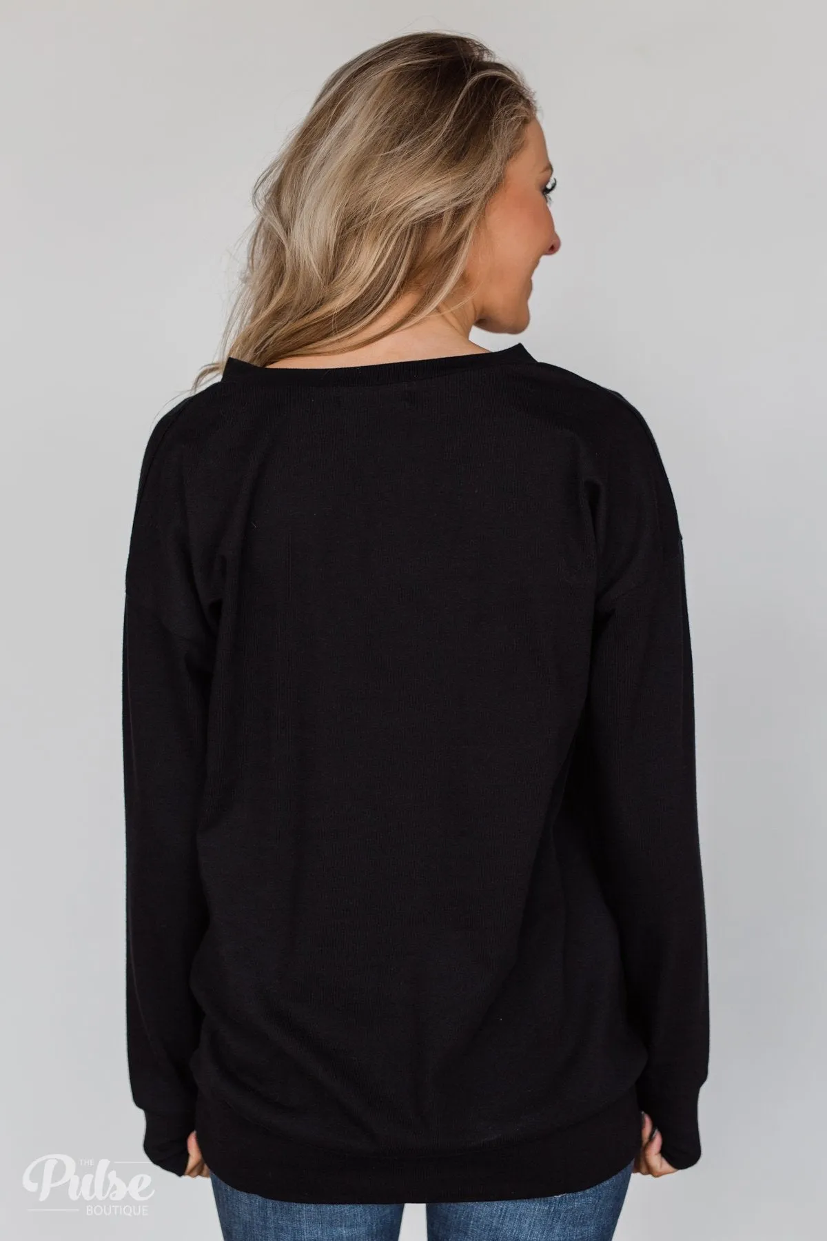Color Pop Sweatshirt- Solid Black