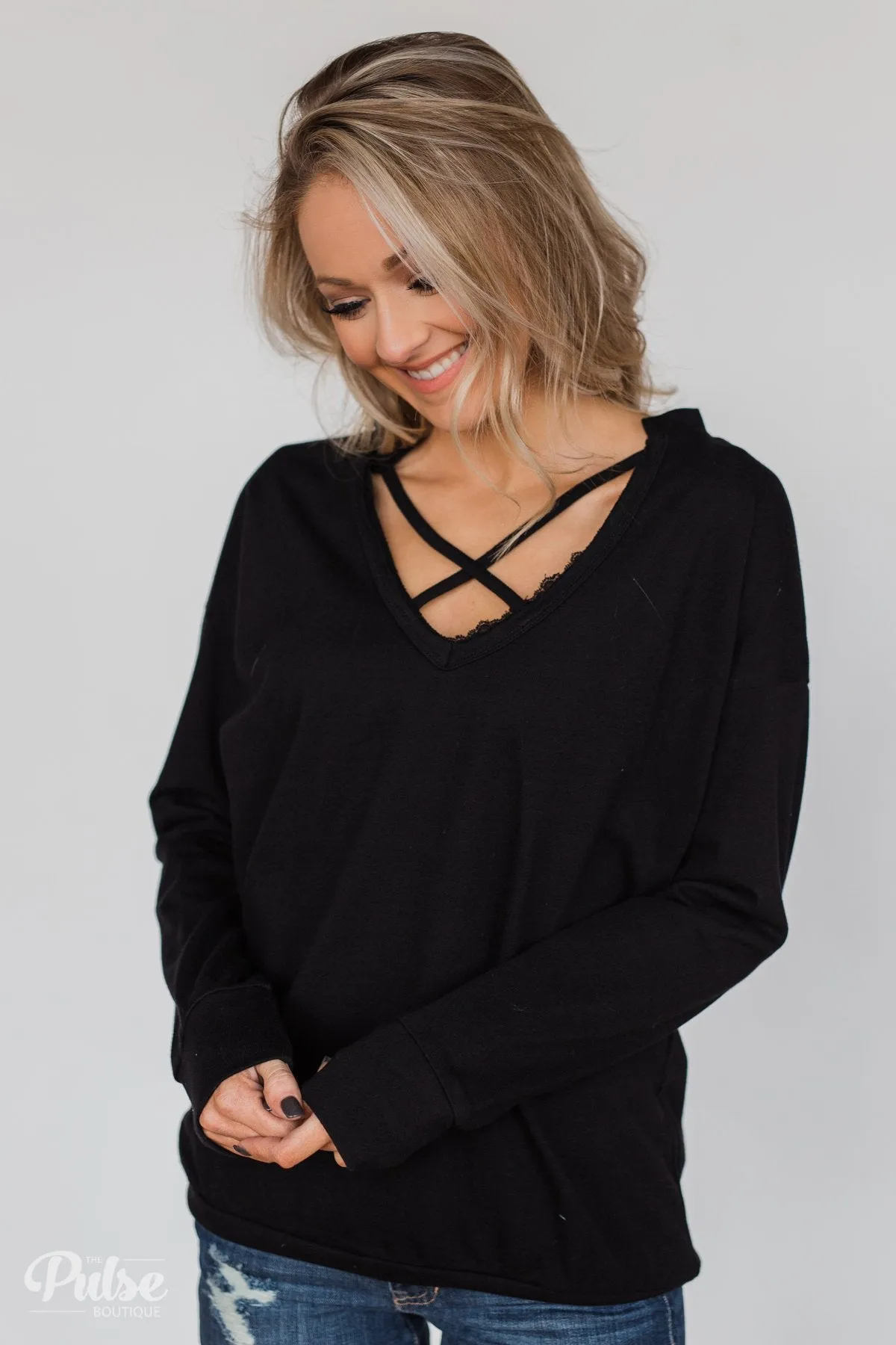 Color Pop Sweatshirt- Solid Black