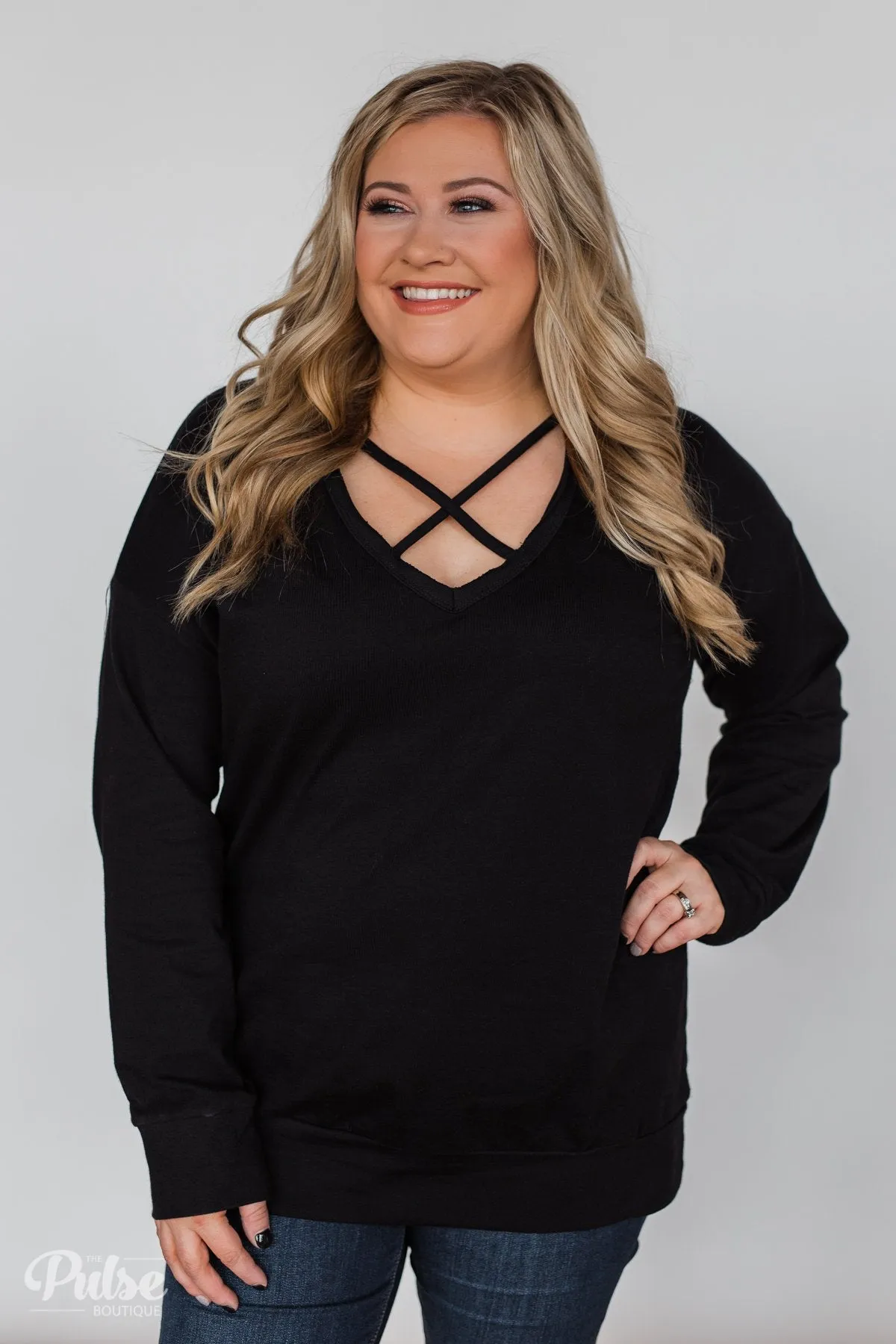 Color Pop Sweatshirt- Solid Black