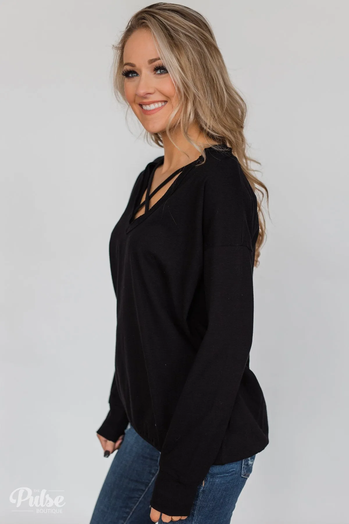 Color Pop Sweatshirt- Solid Black