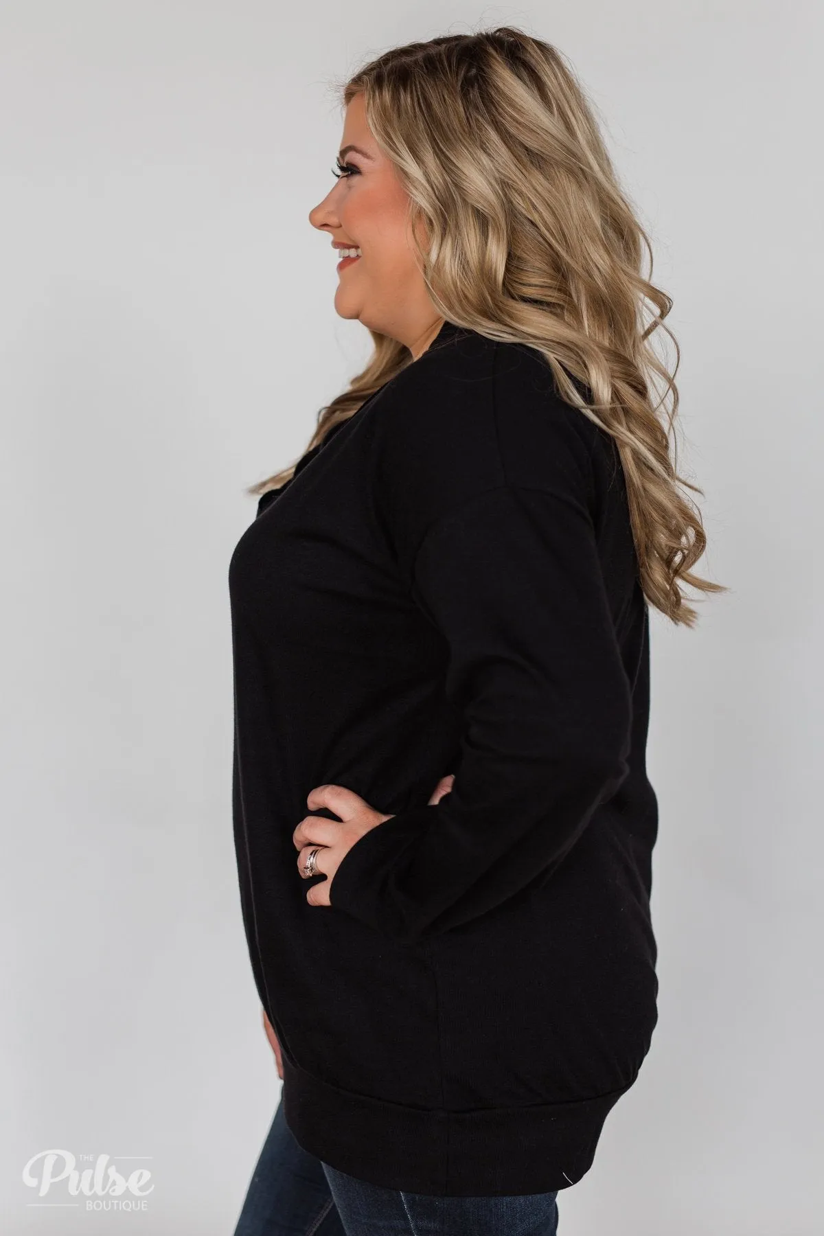 Color Pop Sweatshirt- Solid Black