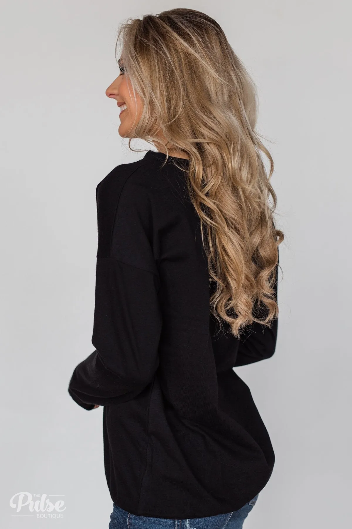 Color Pop Sweatshirt- Solid Black