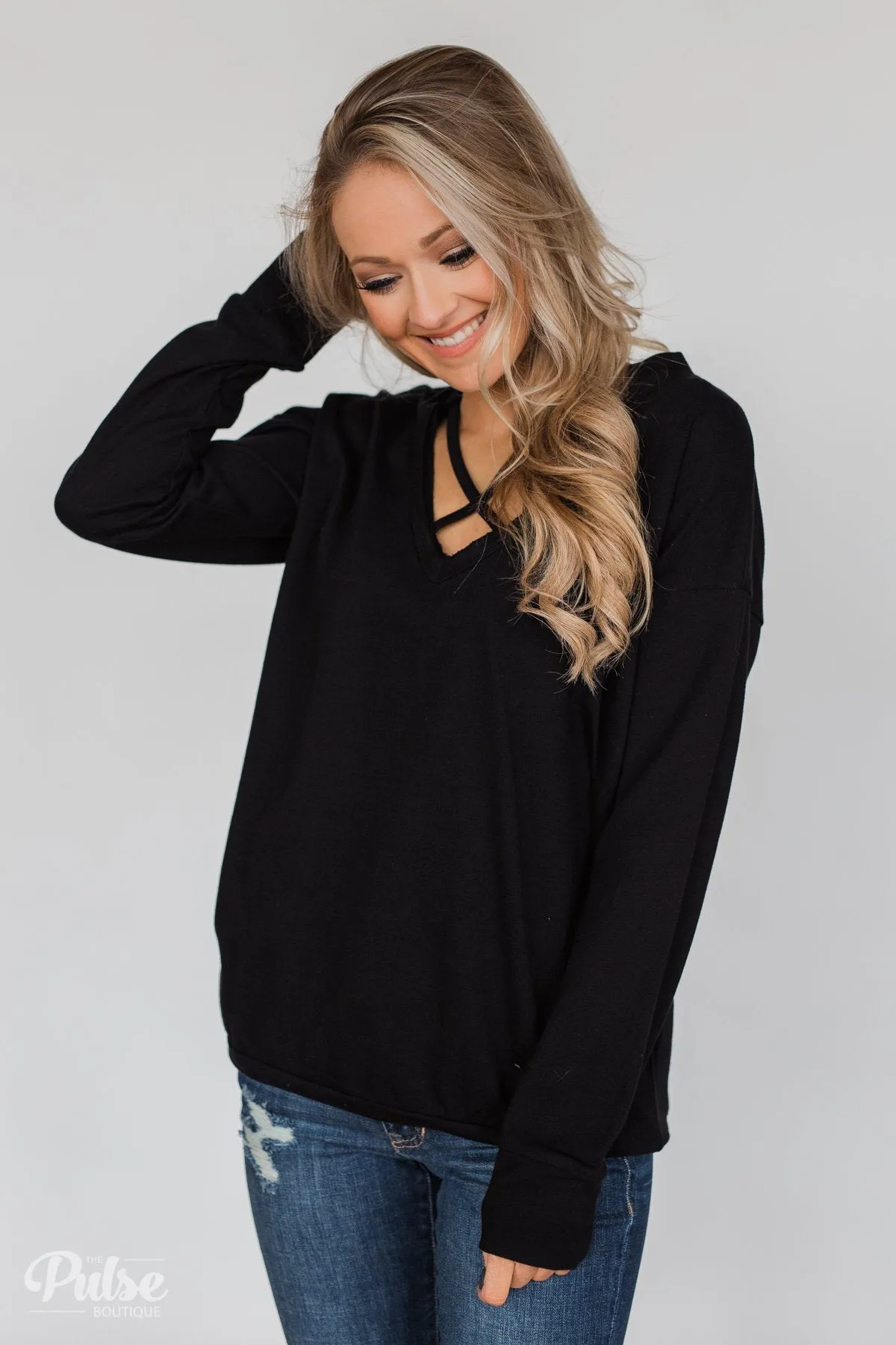 Color Pop Sweatshirt- Solid Black