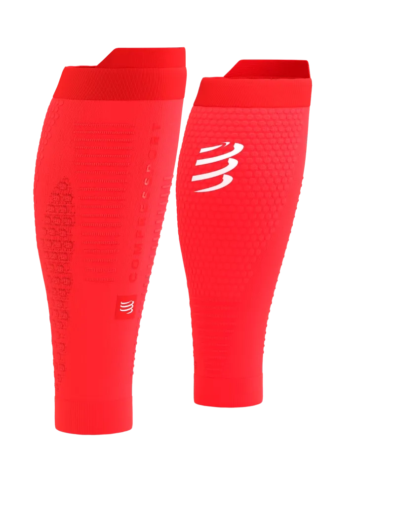 Compressport Unisex's R2 3.0 Calf Sleeves - Fluo Red/White Refl