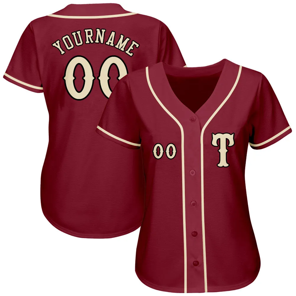Custom Crimson City Cream-Black Authentic Baseball Jersey