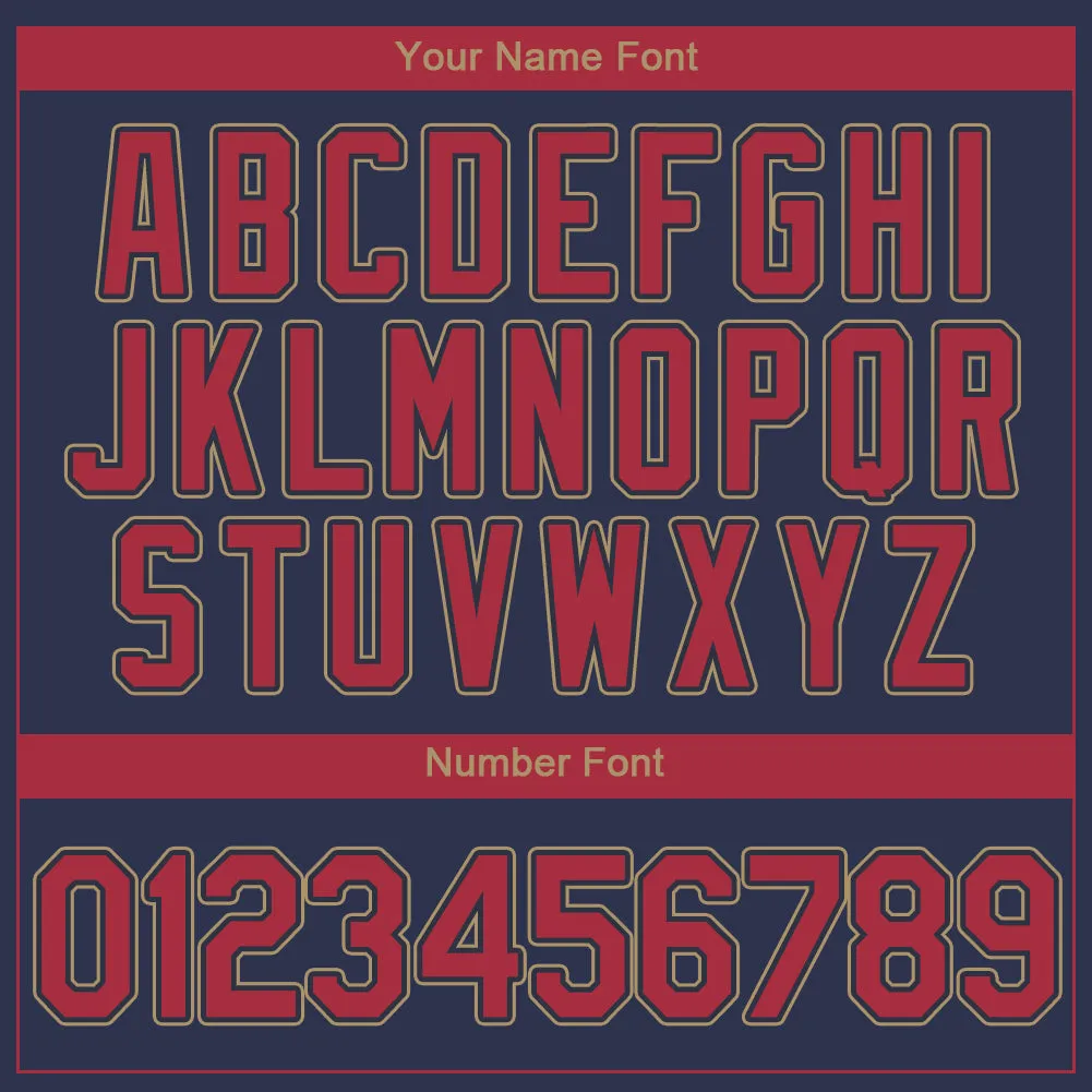 Custom Navy Red-Old Gold Authentic Baseball Jersey