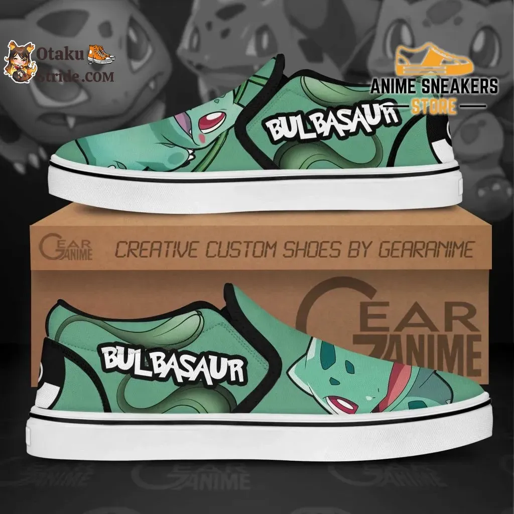 Custom Pokemon Bulbasaur Slip-On Anime Shoes