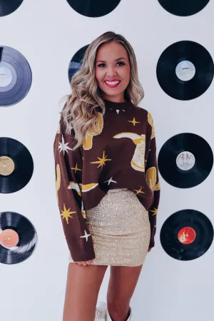 Desert Dreams Cropped Sweater - Brown