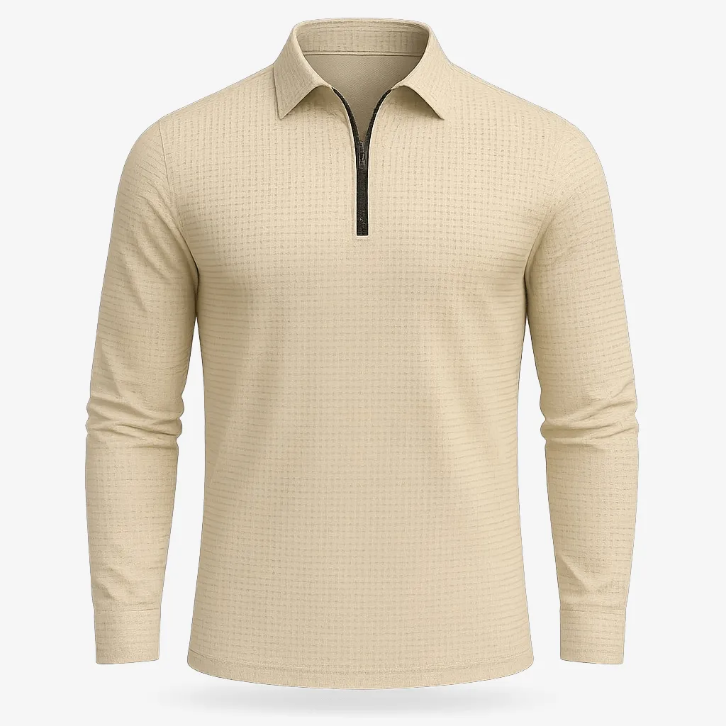 Domoir | Casual Waffle Zipper Polo Shirt