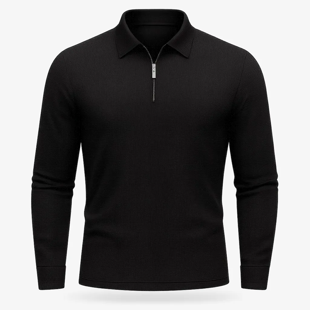 Domoir | Casual Waffle Zipper Polo Shirt
