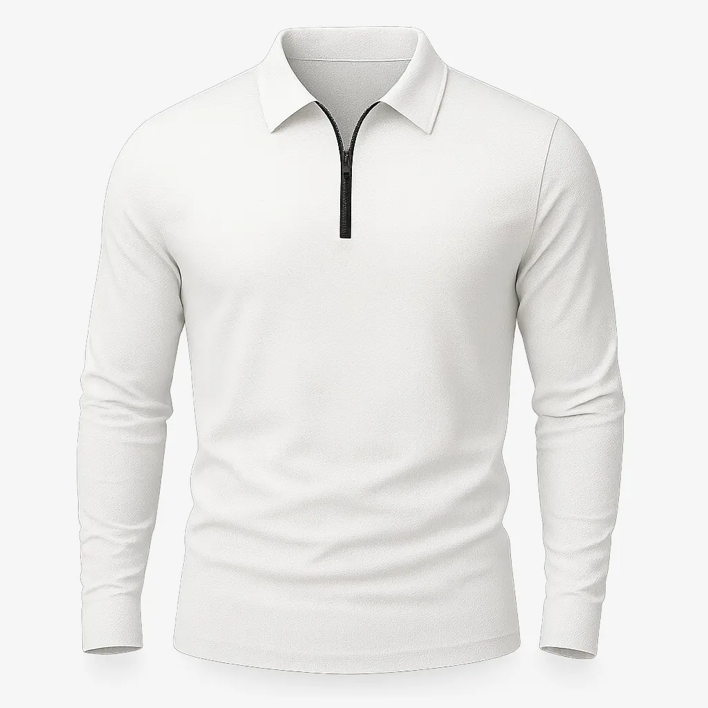 Domoir | Casual Waffle Zipper Polo Shirt