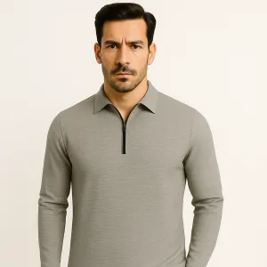 Domoir | Casual Waffle Zipper Polo Shirt