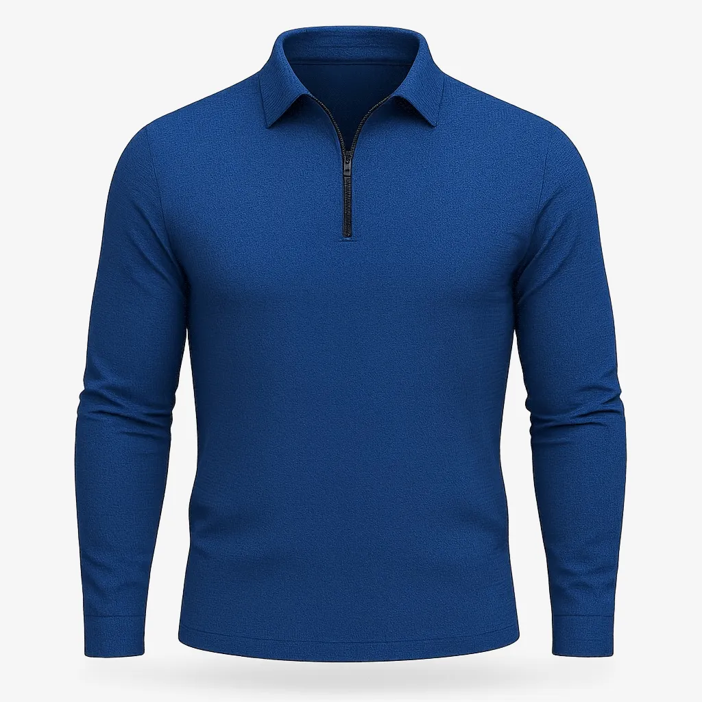 Domoir | Casual Waffle Zipper Polo Shirt