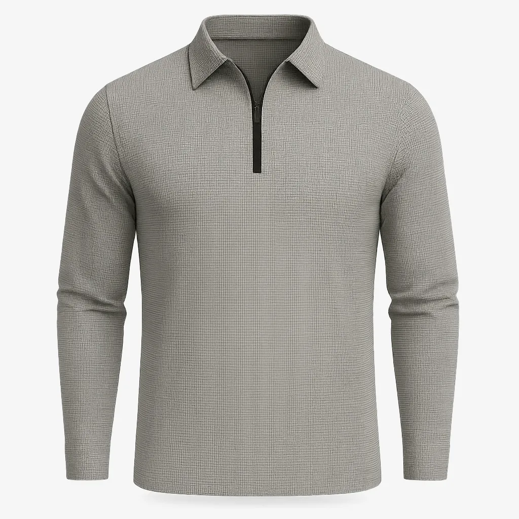 Domoir | Casual Waffle Zipper Polo Shirt