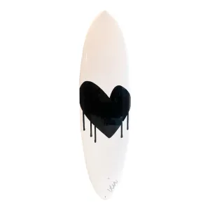 Drippy Heart White   Black Surfboard