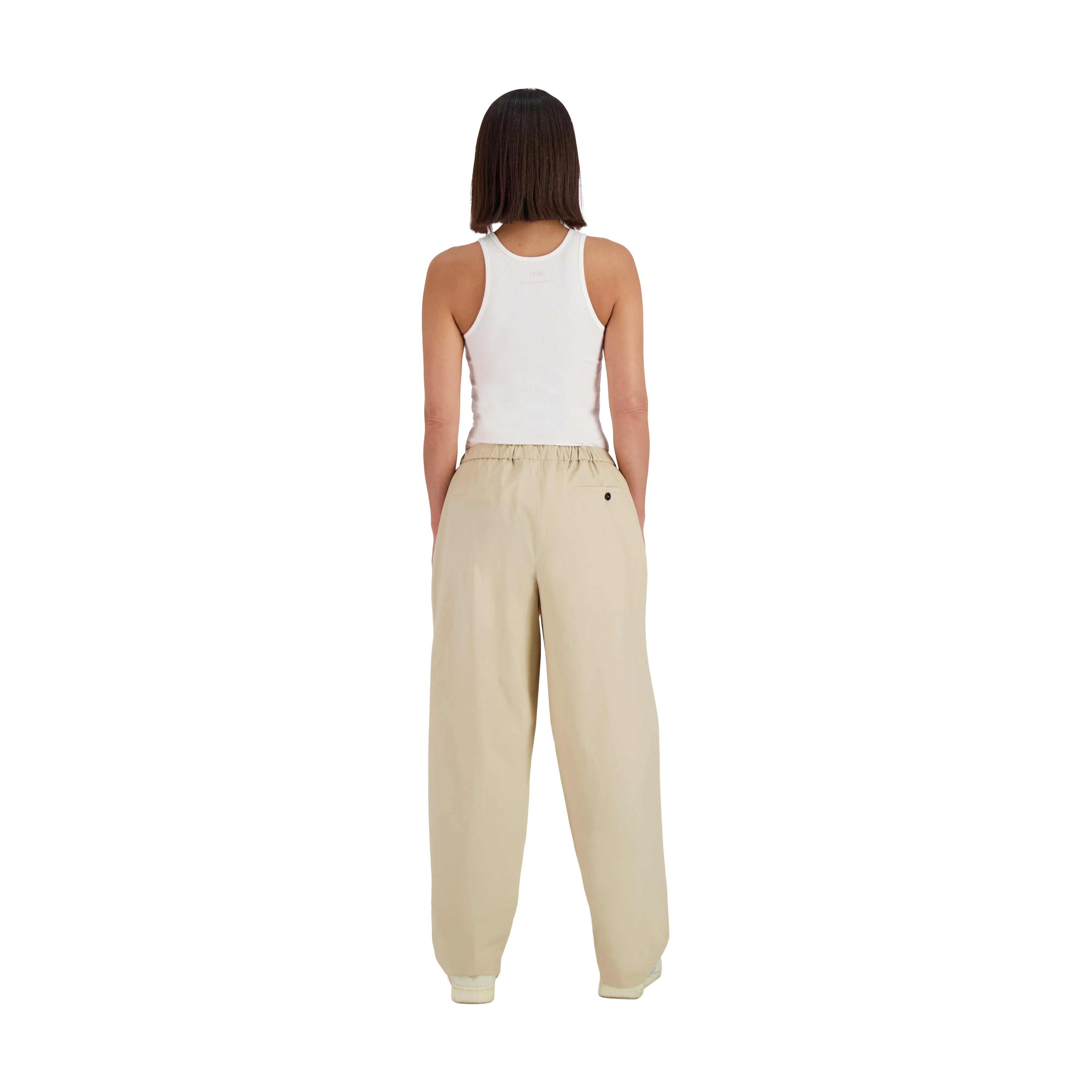 Ed Unlined Cotton Drawstring Trousers Beige