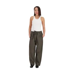 Ed Unlined Drawstring Trousers Dark Khaki Brown