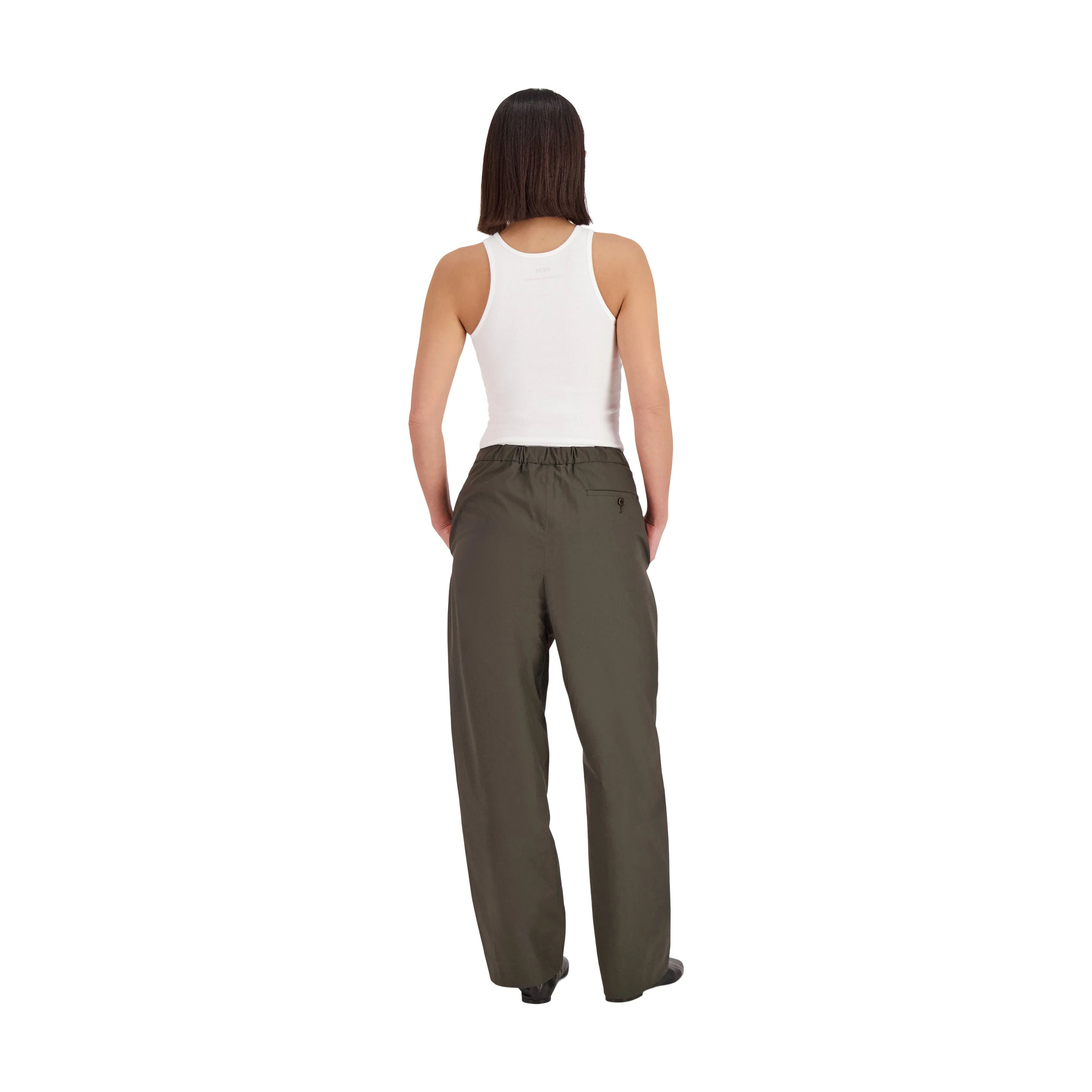 Ed Unlined Drawstring Trousers Dark Khaki Brown
