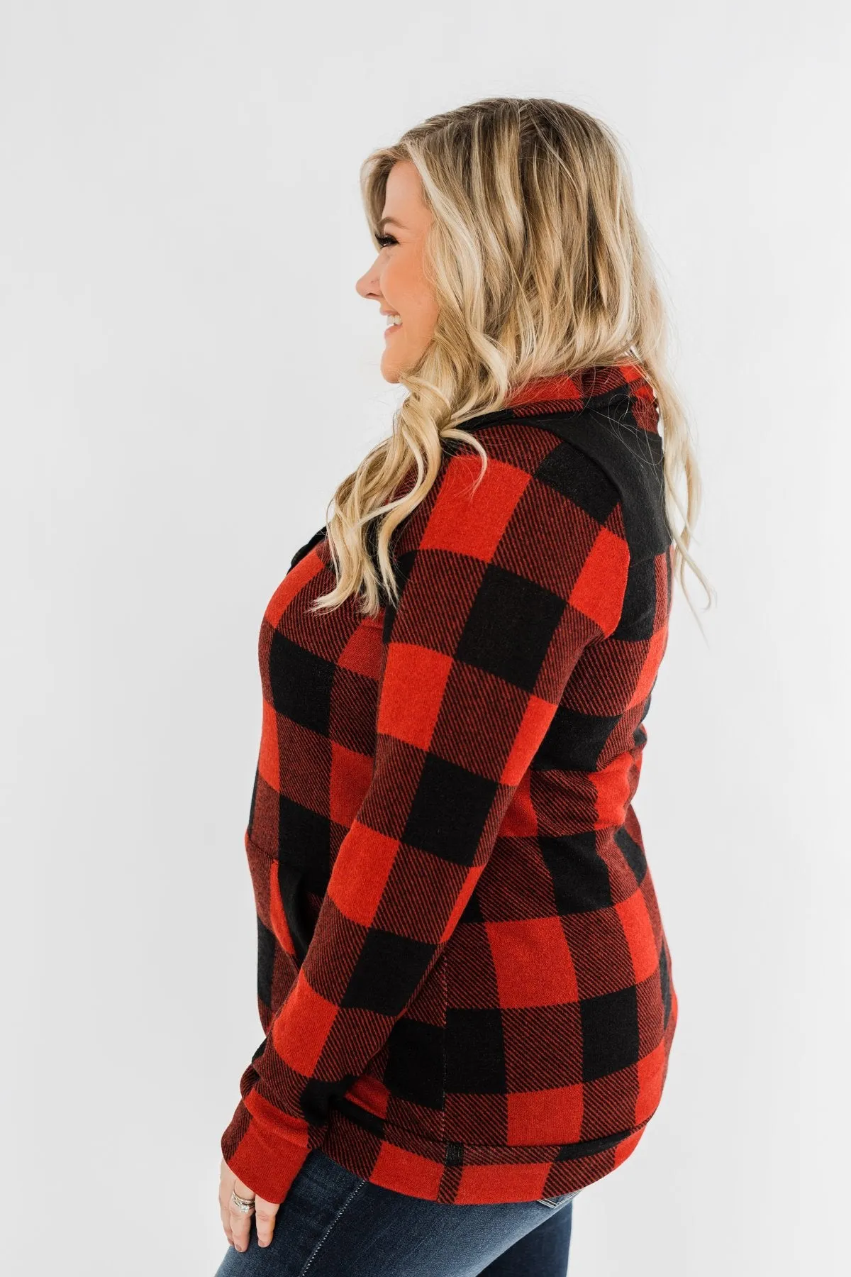 Feelings Like This Cowl Neck Top- Buffalo Plaid