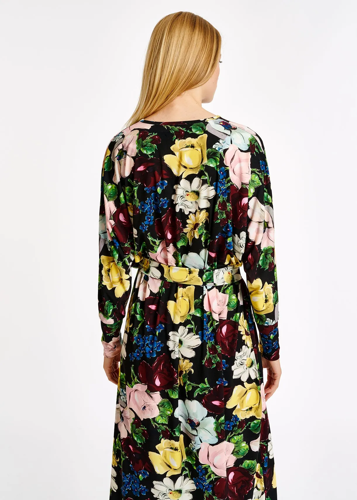 Floral print midi-length dress