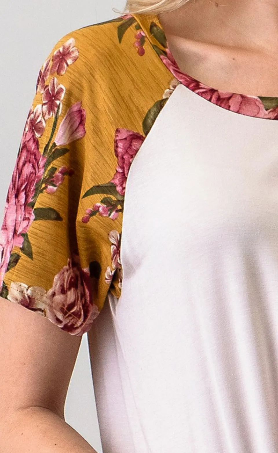 Floral Sleeve Top - Mustard / Sand