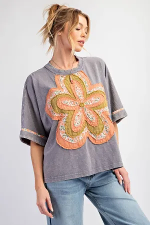 Flower Patch Gray Top