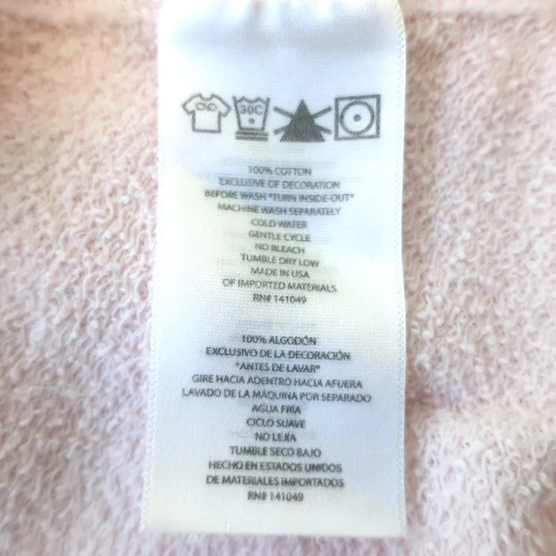 FREECITY Purecolor Pocket Raglan Sweatshirt Light Pink Cotton Size Medium