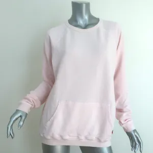 FREECITY Purecolor Pocket Raglan Sweatshirt Light Pink Cotton Size Medium