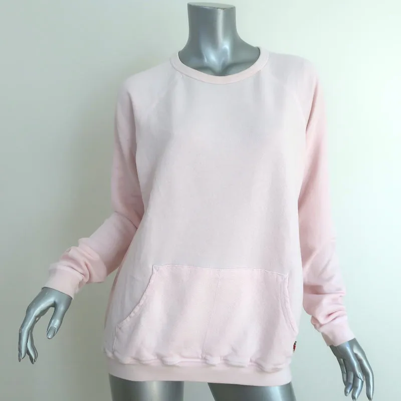 FREECITY Purecolor Pocket Raglan Sweatshirt Light Pink Cotton Size Medium