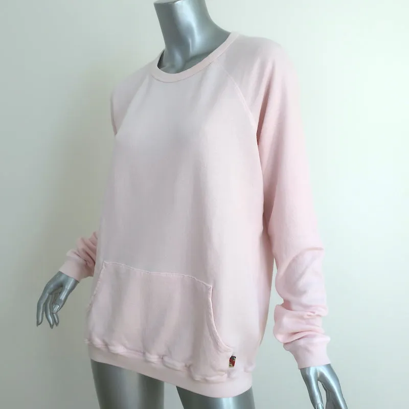 FREECITY Purecolor Pocket Raglan Sweatshirt Light Pink Cotton Size Medium