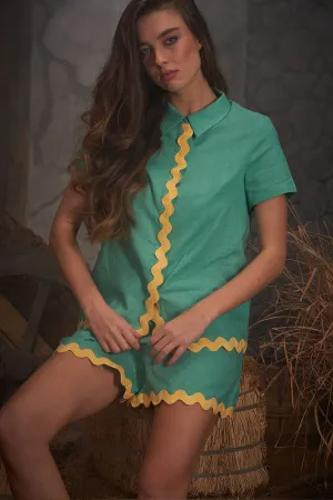 Green Collar Relaxed Fit Top