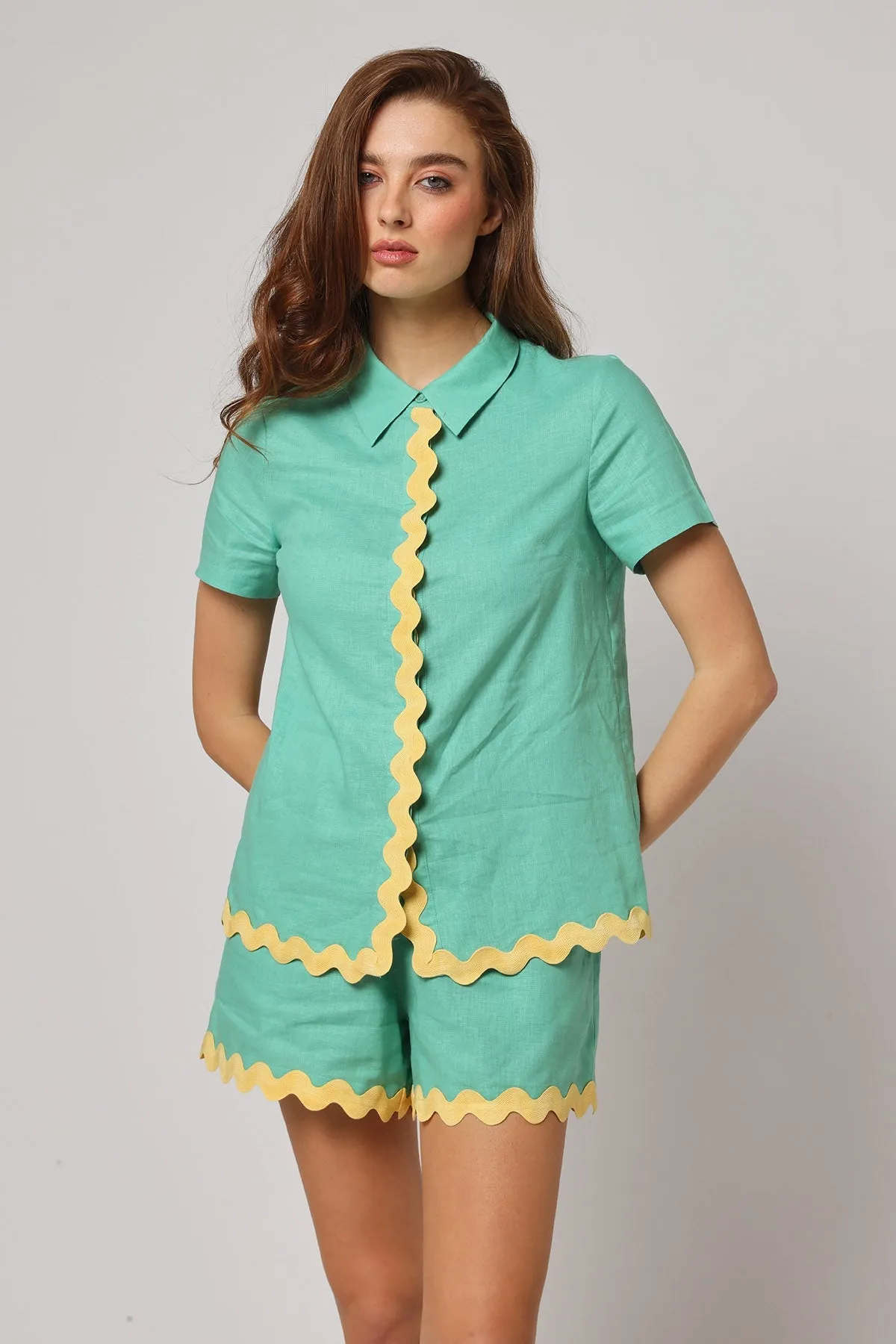 Green Collar Relaxed Fit Top