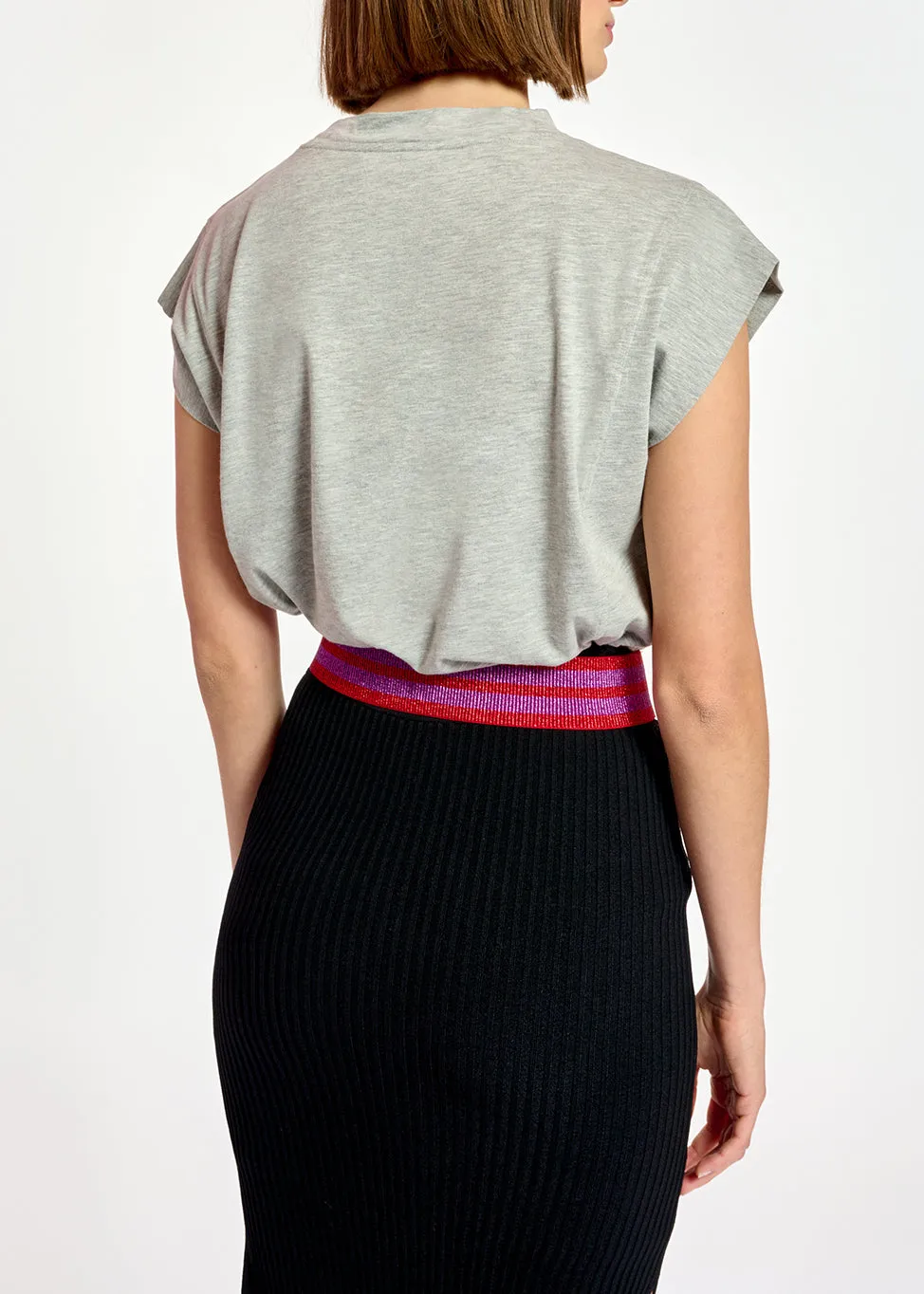 Grey cap-sleeve T-shirt
