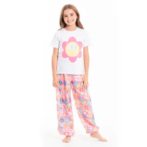 HAPPY FLOWER FACE PAJAMA PANTS FOR GIRLS