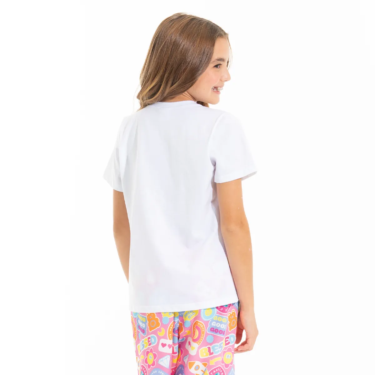 HAPPY FLOWER FACE PAJAMA PANTS FOR GIRLS