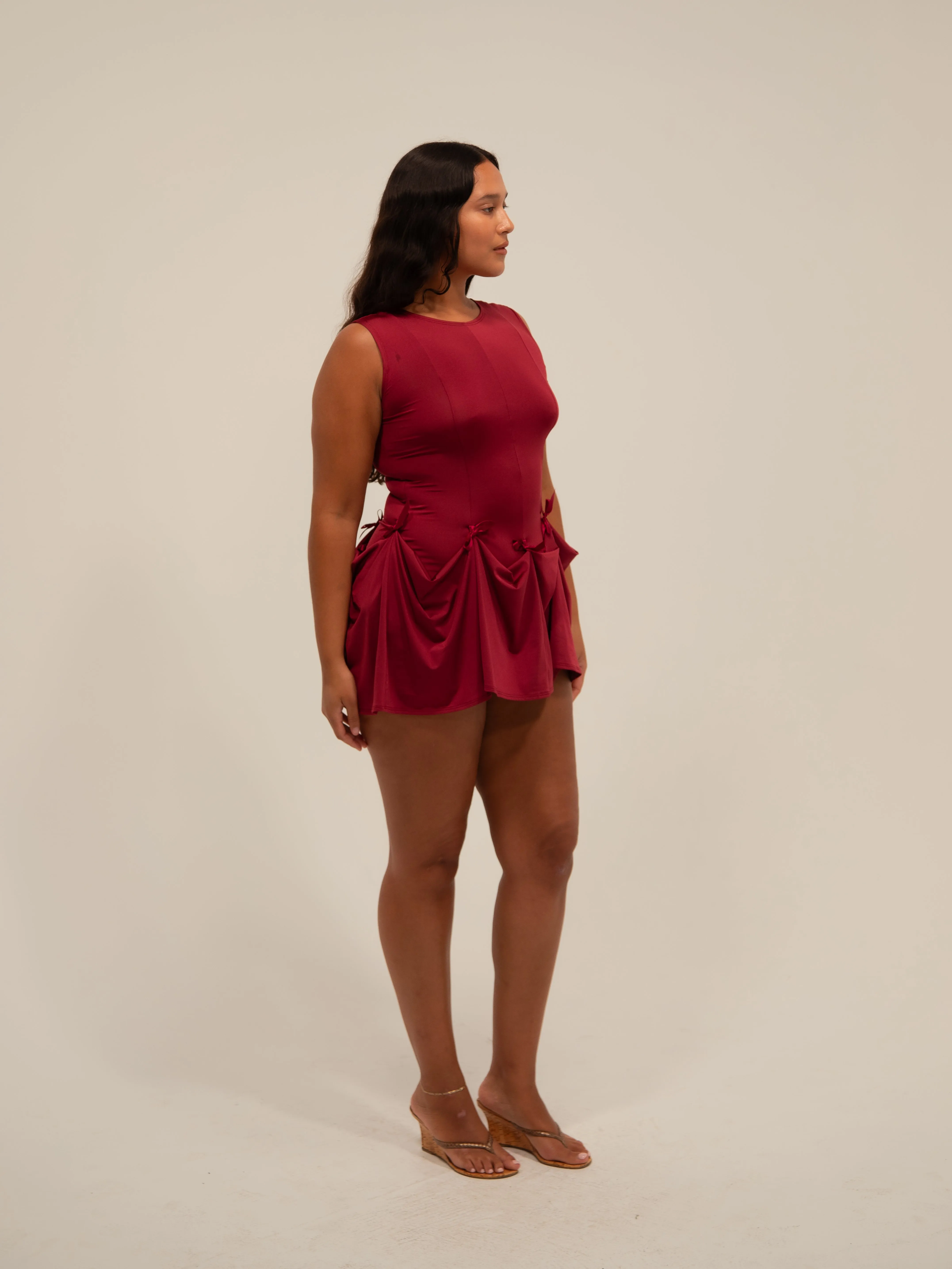 HEIRESS DRESS IN SANGRIA