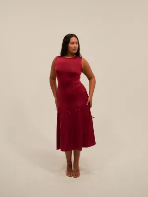 HEIRESS DRESS IN SANGRIA