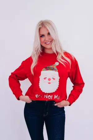 HO HO HO Santa Sweatshirt- Red