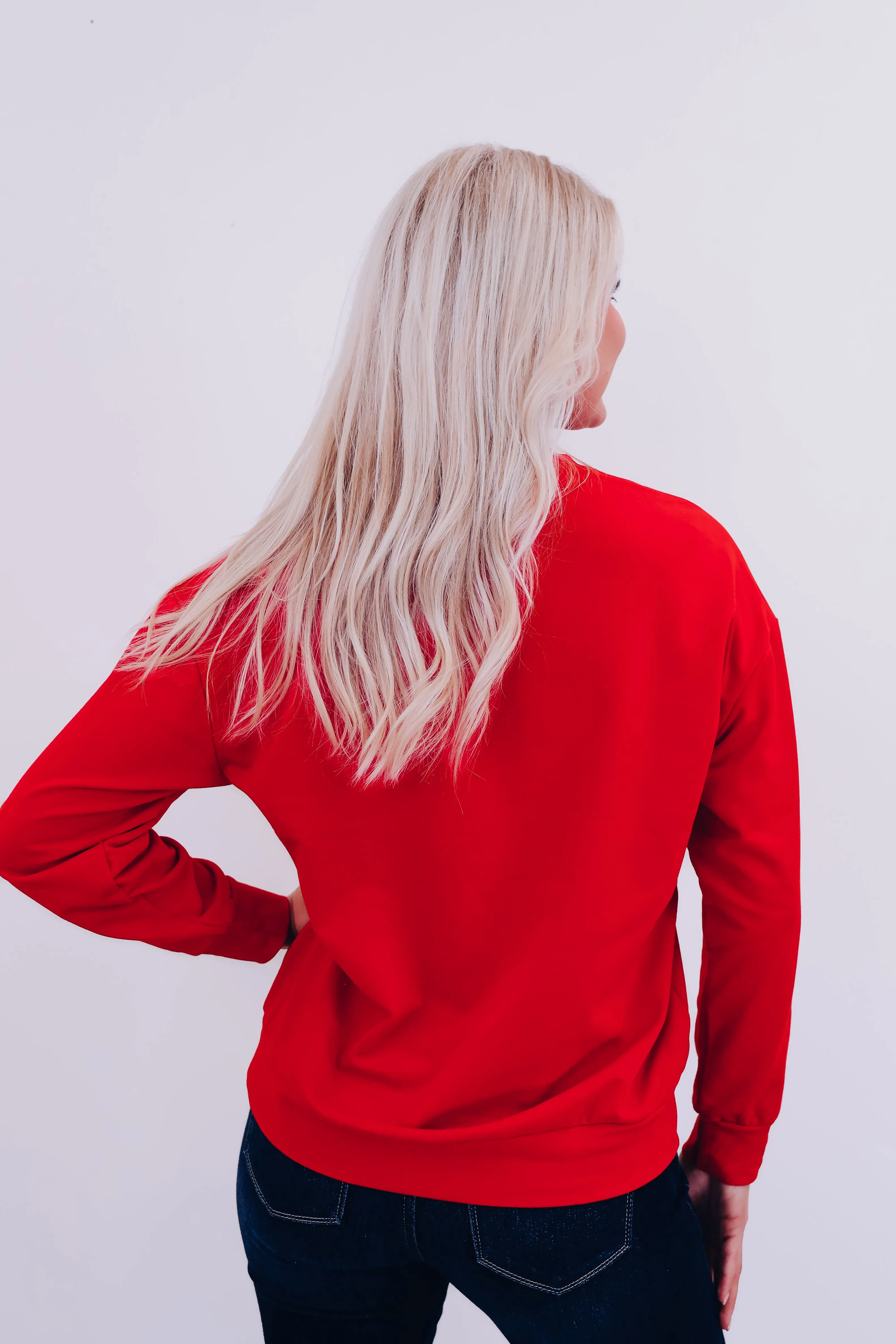 HO HO HO Santa Sweatshirt- Red
