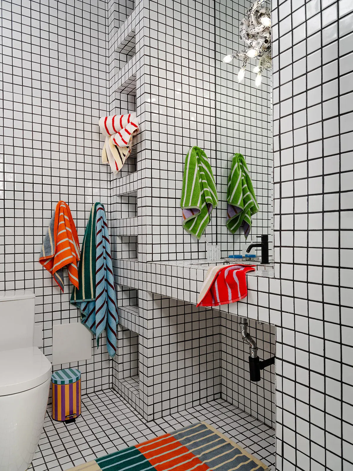 House Stripe Towels - Stone Hand Towel