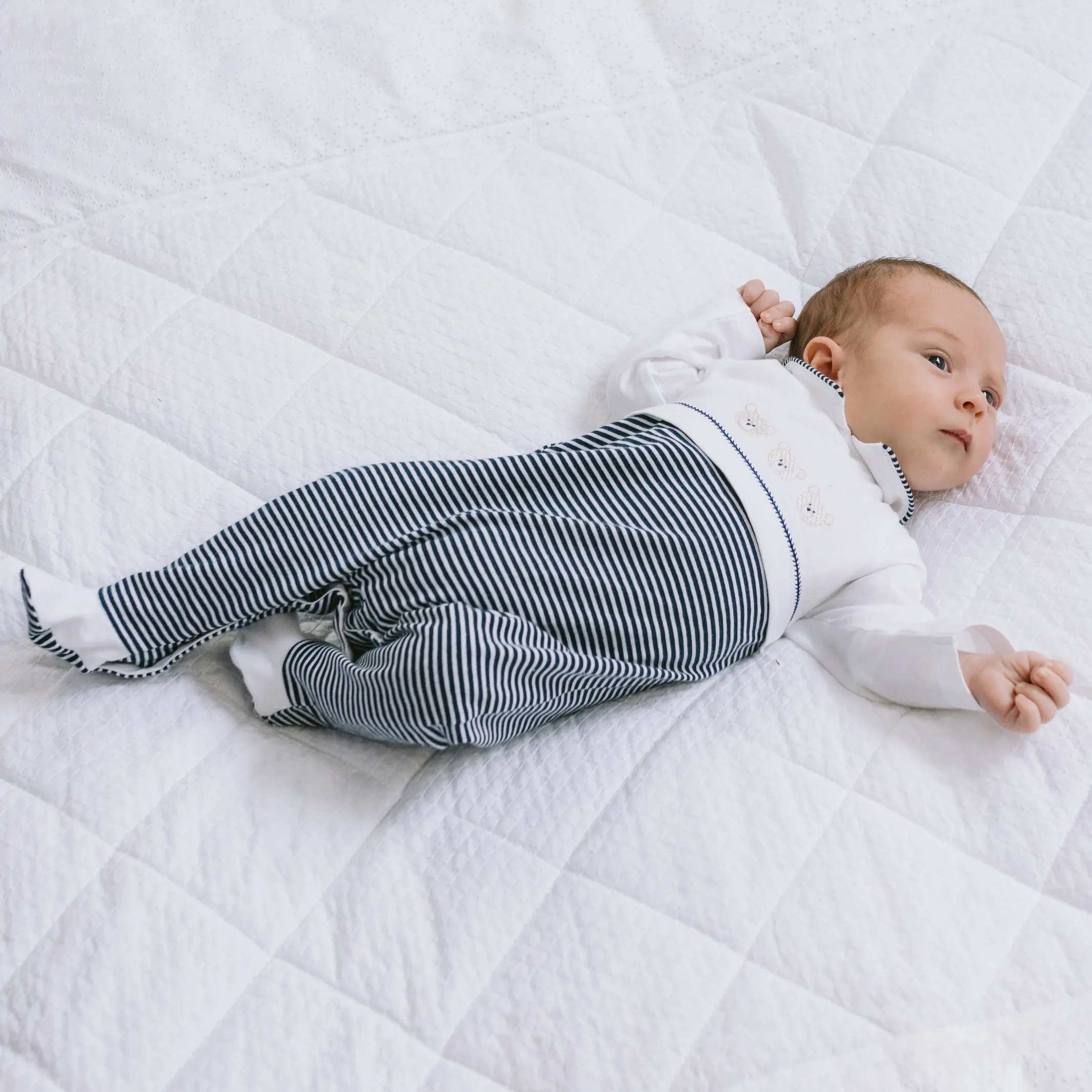 Jasper Navy Boys Teddy Babygrow and Hat