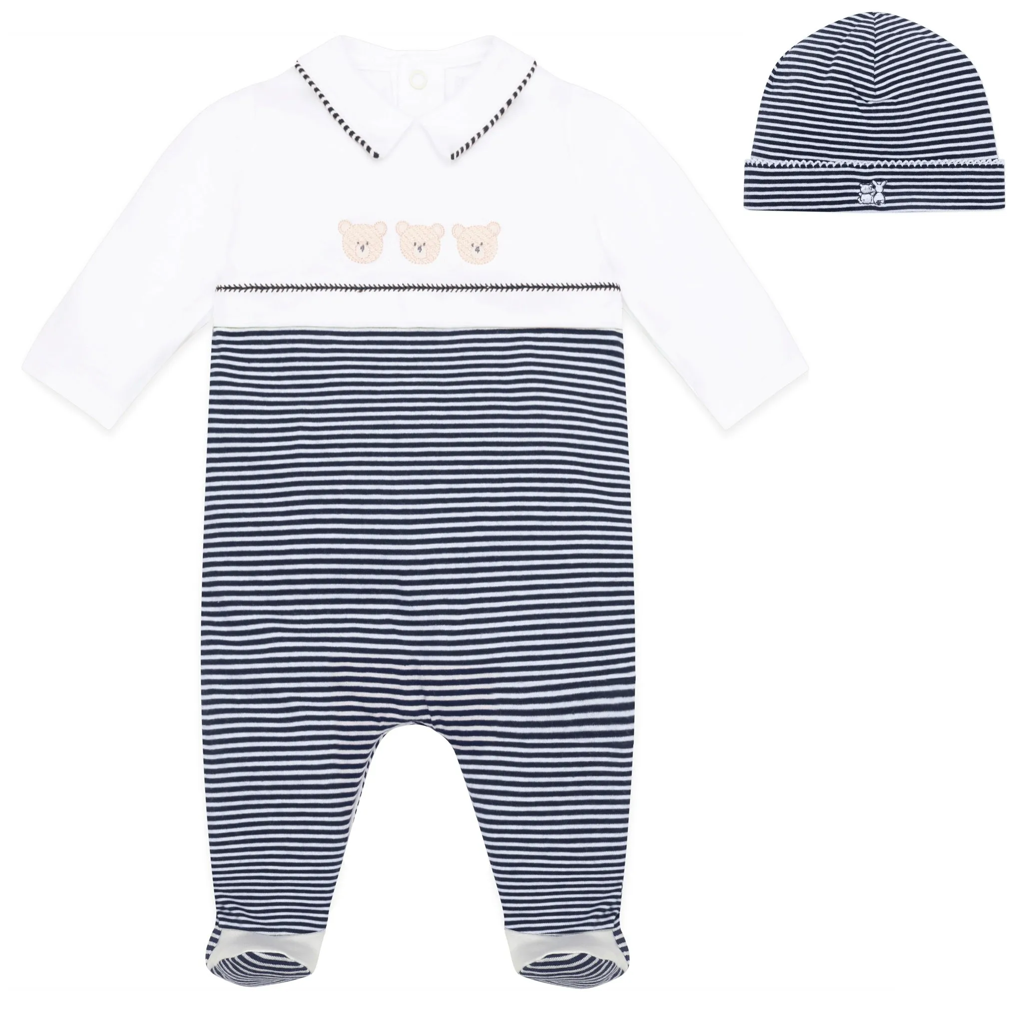 Jasper Navy Boys Teddy Babygrow and Hat