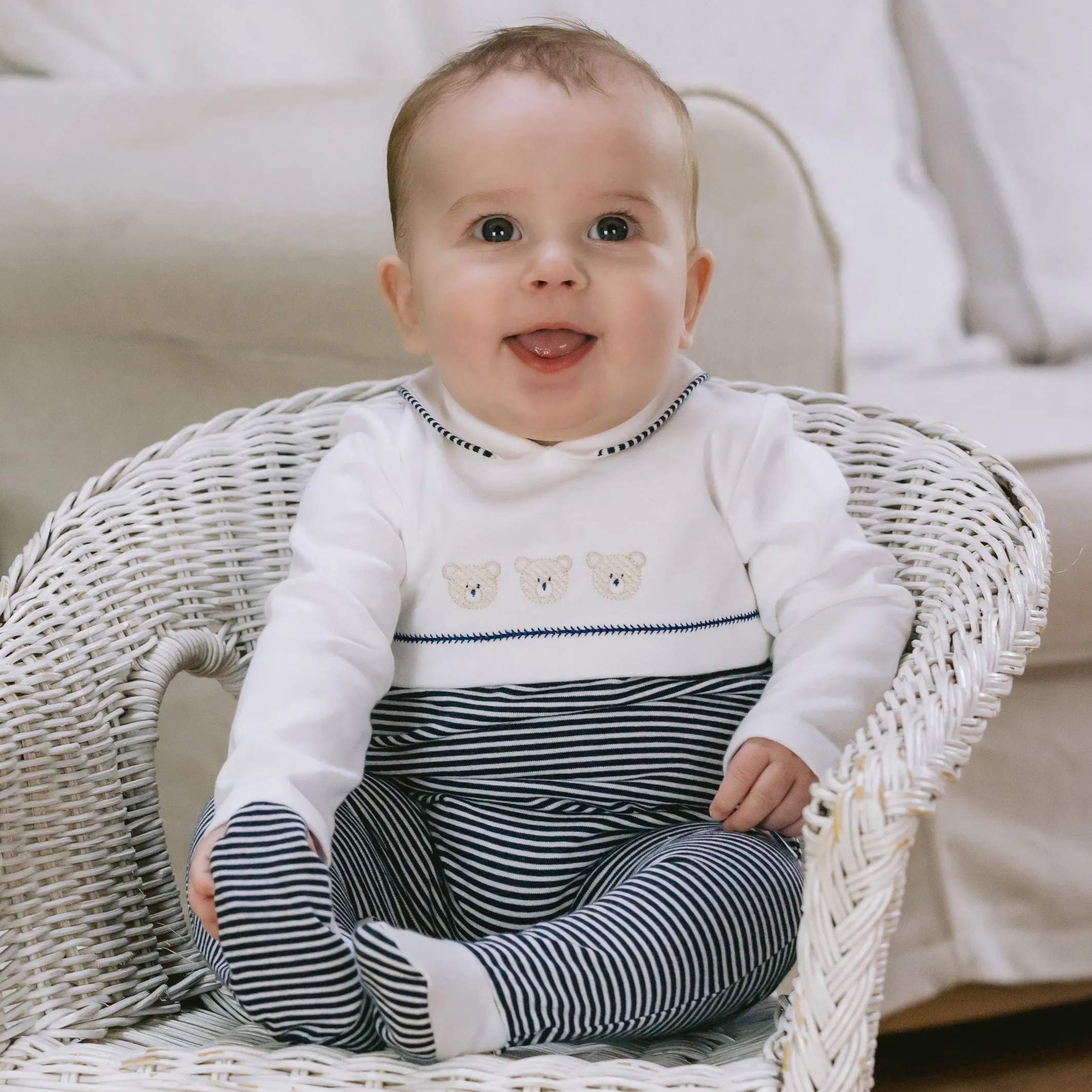 Jasper Navy Boys Teddy Babygrow and Hat