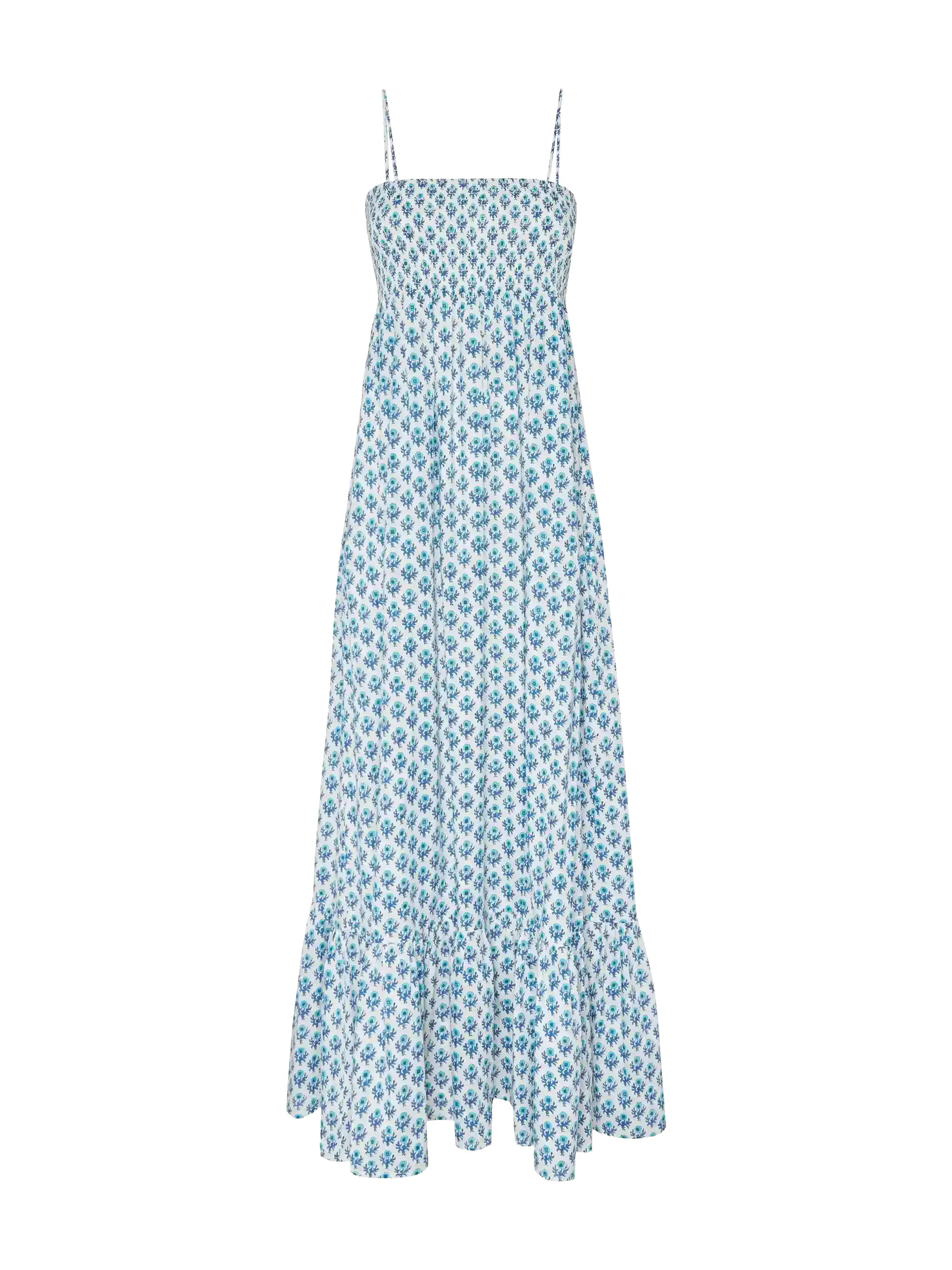 Jemma cotton dress with smocked embroidered bodice