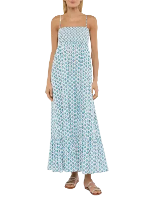 Jemma cotton dress with smocked embroidered bodice