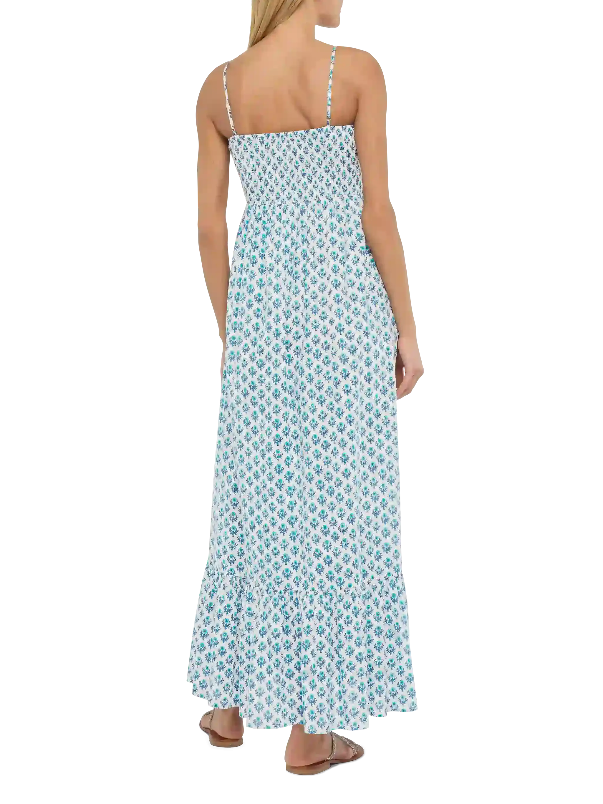 Jemma cotton dress with smocked embroidered bodice
