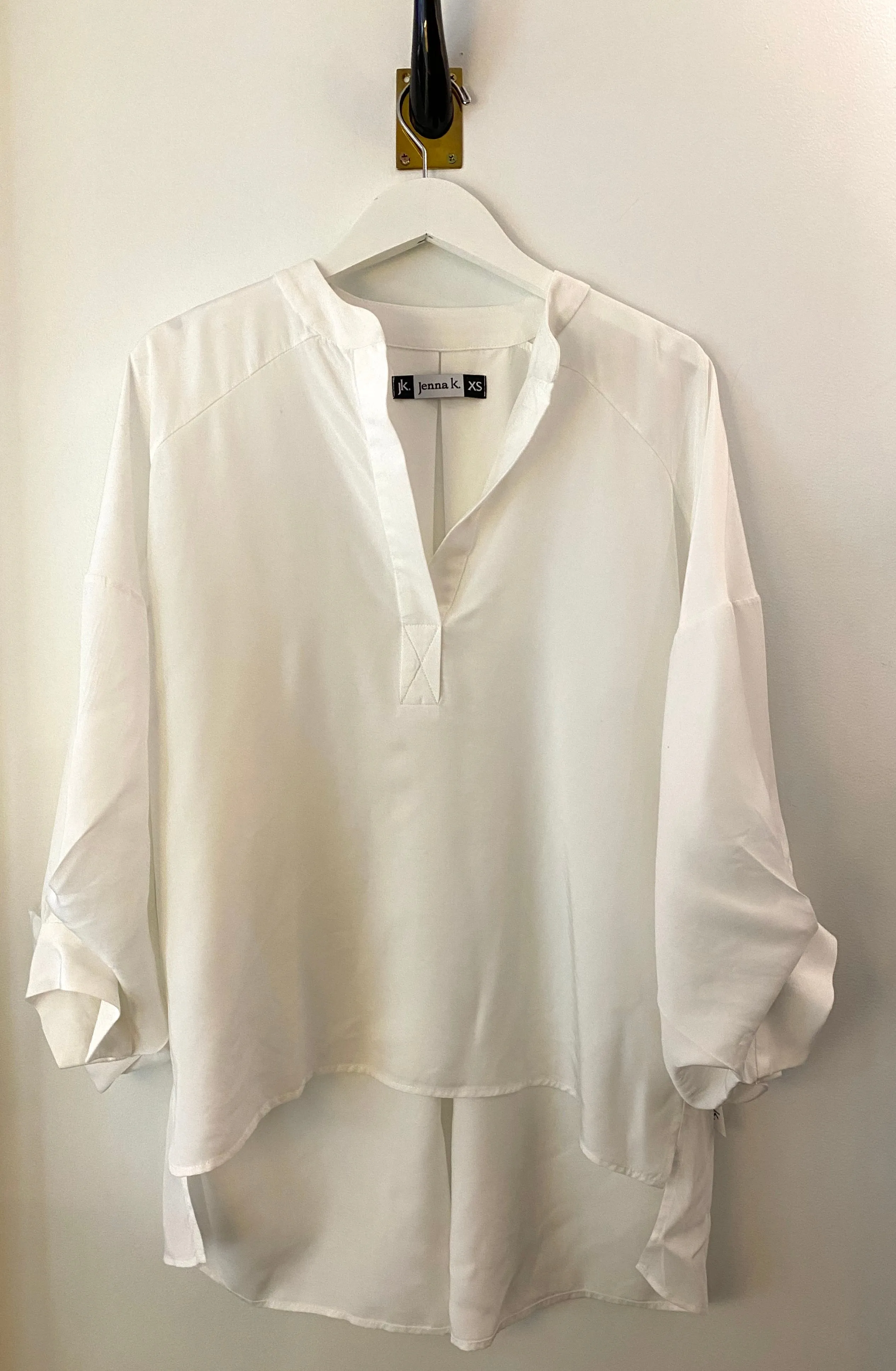 Jenna K White Over Sized Peasant Blouse