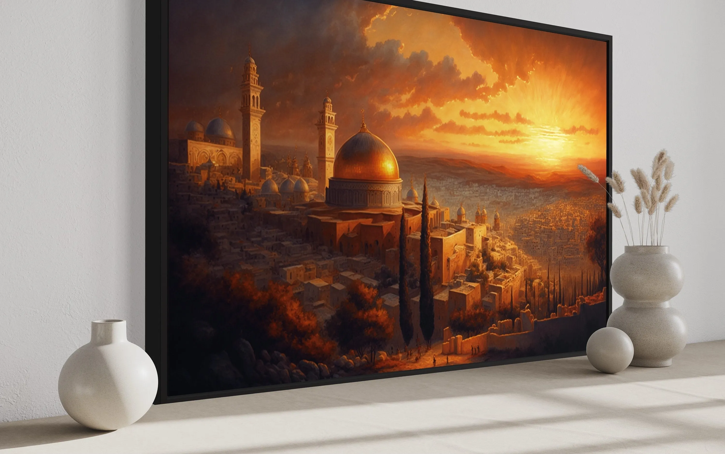 Jerusalem Old City Temples At Sunset Painting Canvas Wall Art
