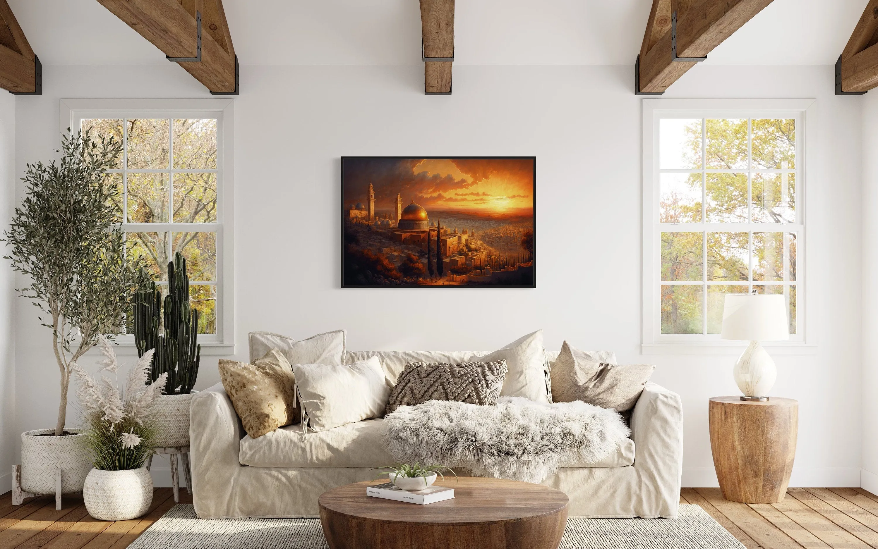 Jerusalem Old City Temples At Sunset Painting Canvas Wall Art